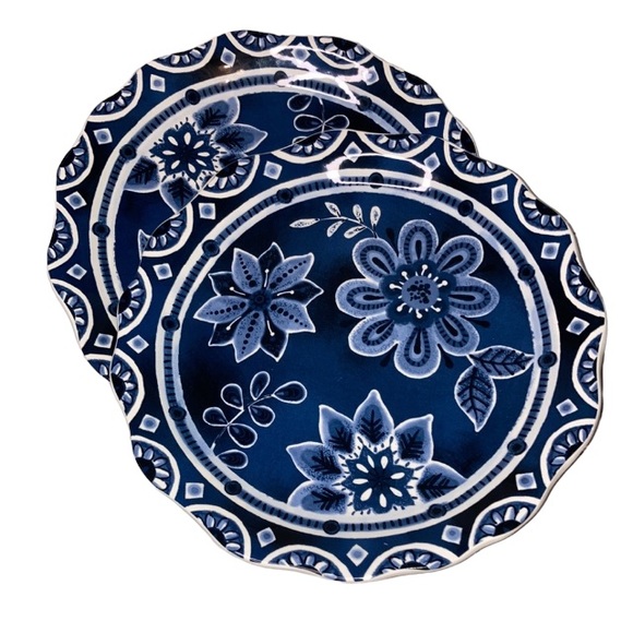 Pier 1 Dining Pier Imports Ironstone Indigo Floral Dinner 2 Plates